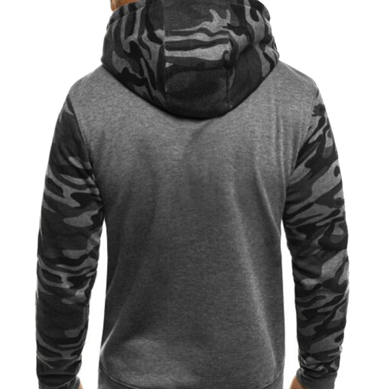 Mens Camouflage Fleece Color Matching Slim Fit Pullover Hoodie 56398805X