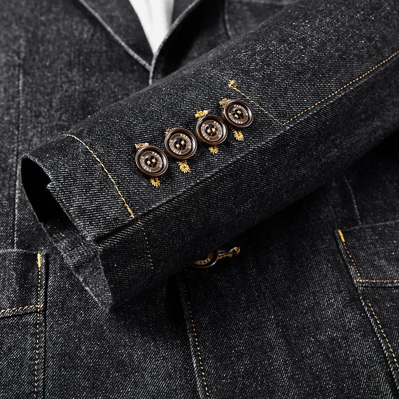 Mens Casual Thin Fit Lapel Denim Blazer 67211149M