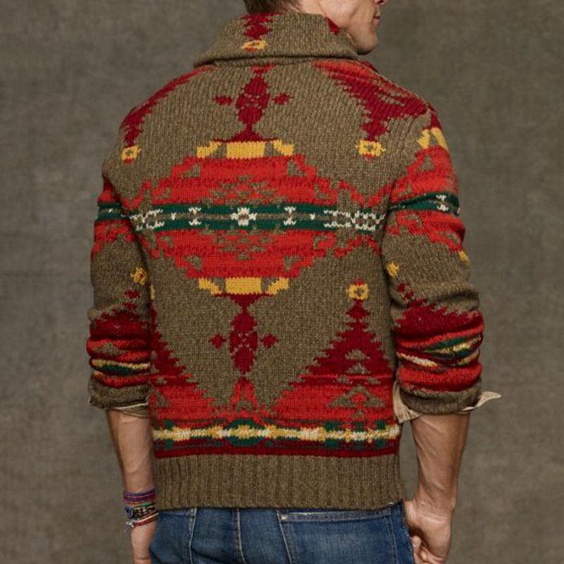 Mens Jacquard Long Sleeve Knit Sweater 64047398X
