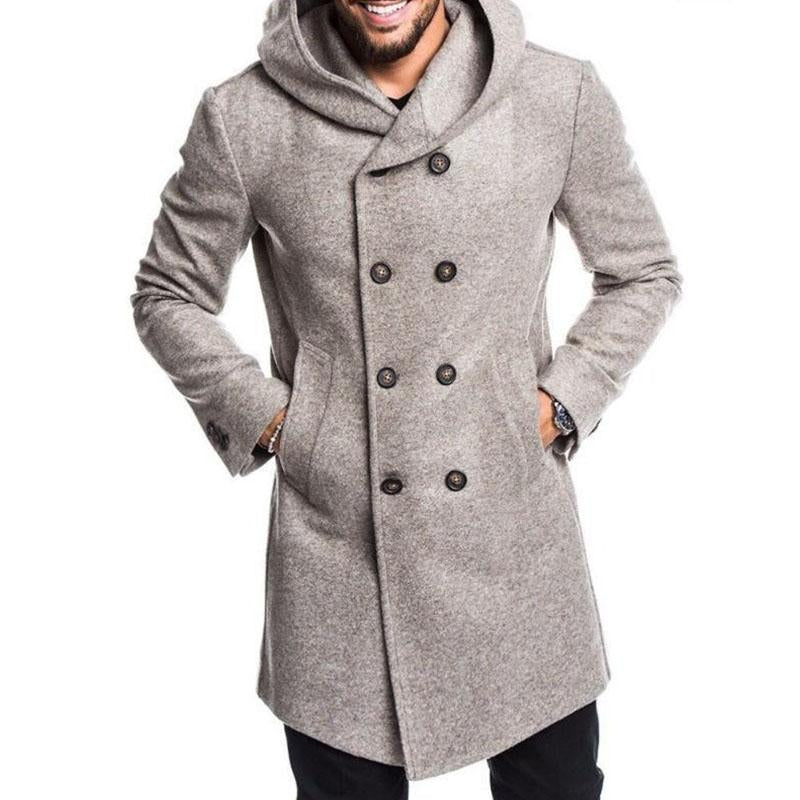 Mens Casual Hooded Double Breasted Coat 61052493M