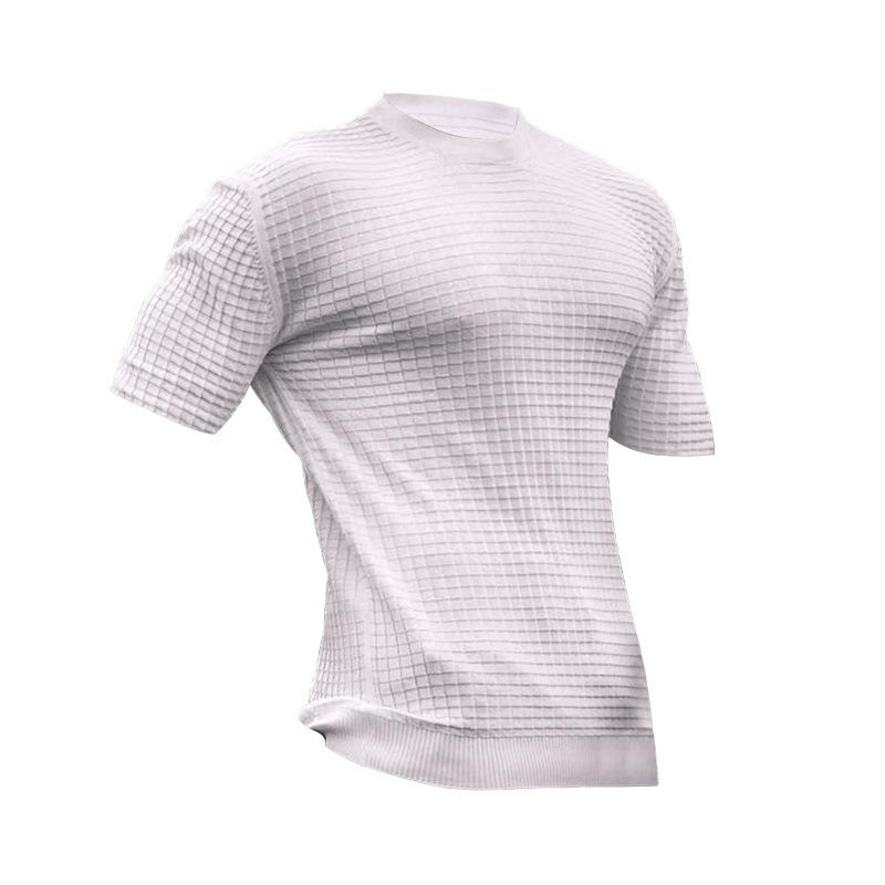 Mens Casual Round Neck Waffle T-Shirt 29739560M