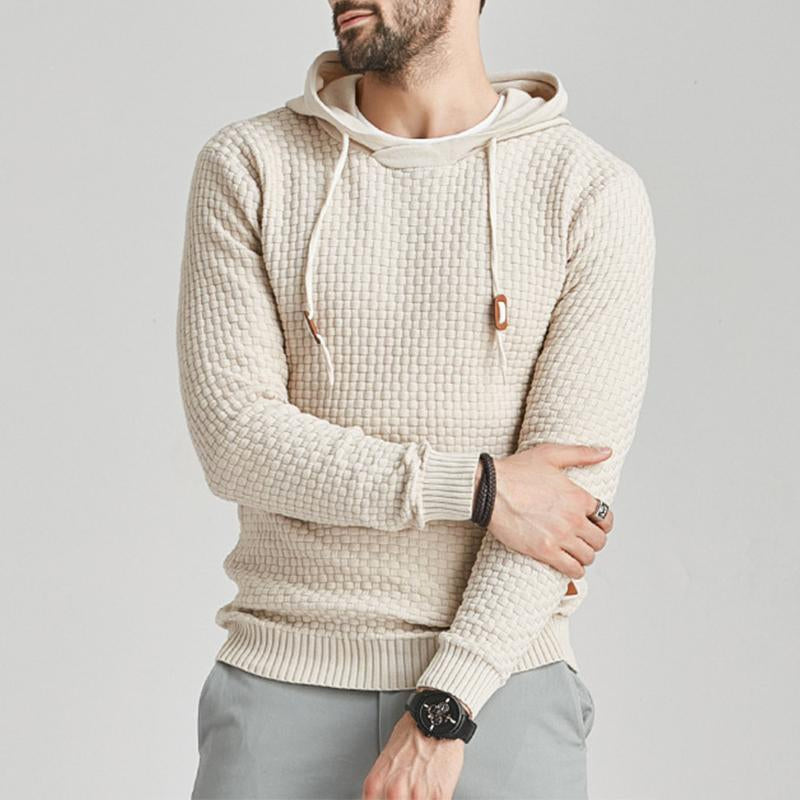 Mens Casual Solid Color Knitted Long Sleeve Hoodie 85263275M