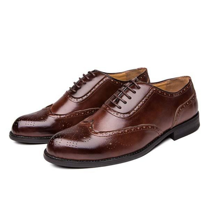 MENS BROGUE CARVED LEATHER SHOES 62932875