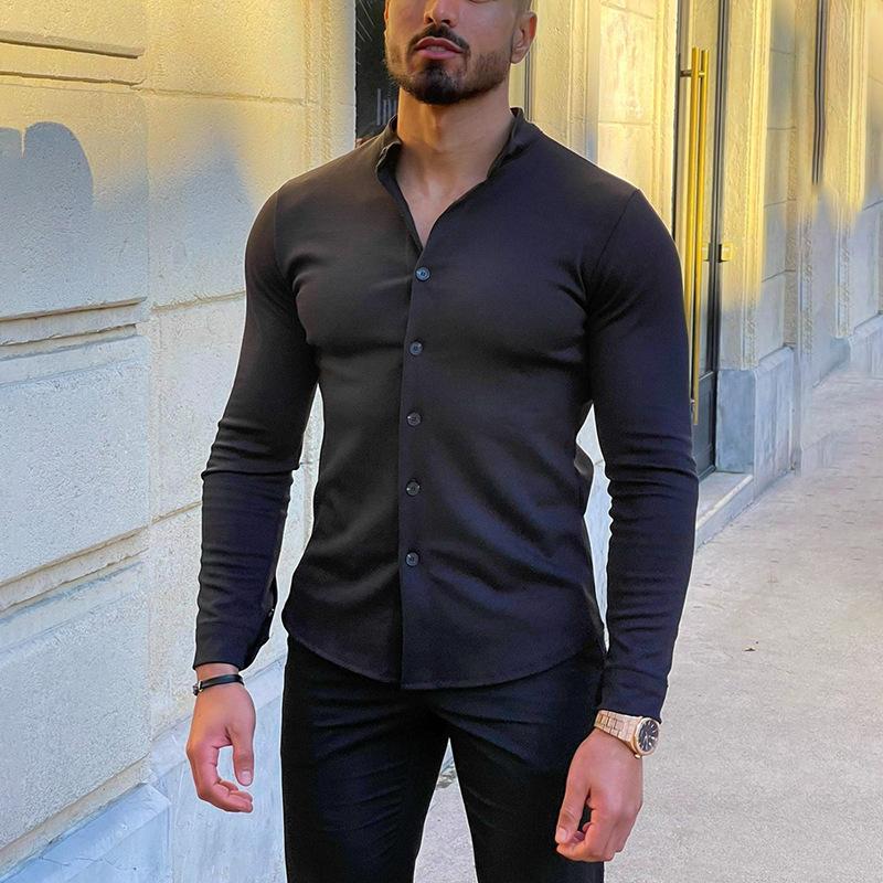 Mens Solid Color Long Sleeve Shirt 29454657X