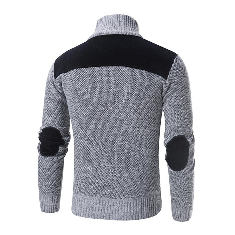 Mens Casual Stand Collar Contrast Color Zipper Knit Cardigan 66474448M