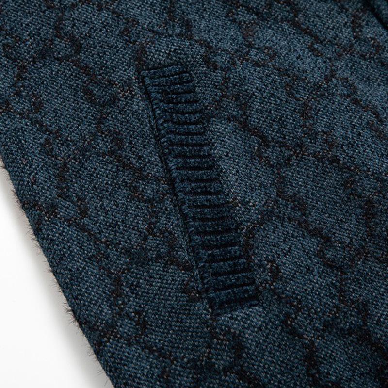 Mens Loose Jacquard Thick Hooded Knit Jacket 61250351M
