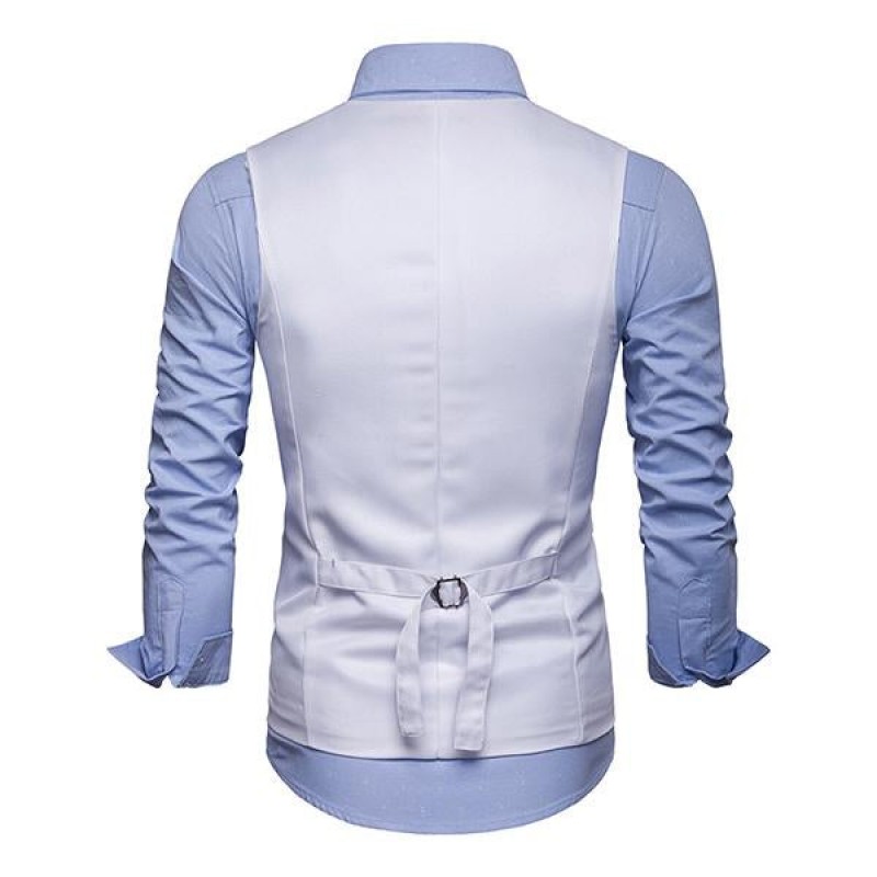 Mens Plain Print V-Neck Dress Vest 94317846M