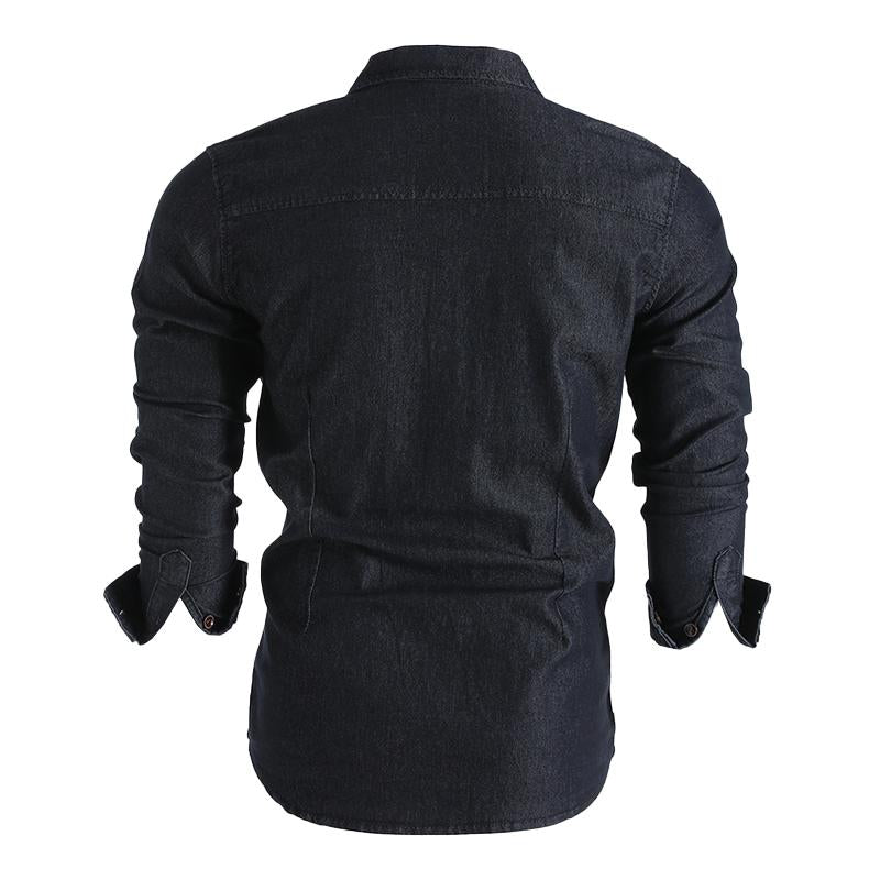 Mens Denim Solid Color Mens Long Sleeve Shirt 61398277X