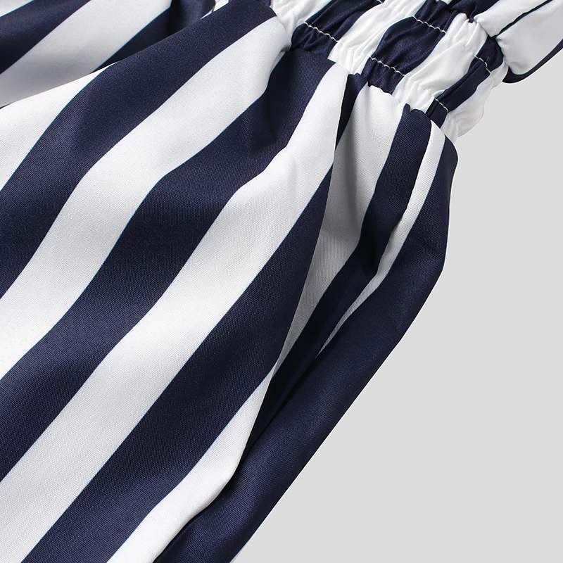 Mens Fashion Lapel Stripe Shorts Overall 00603333M