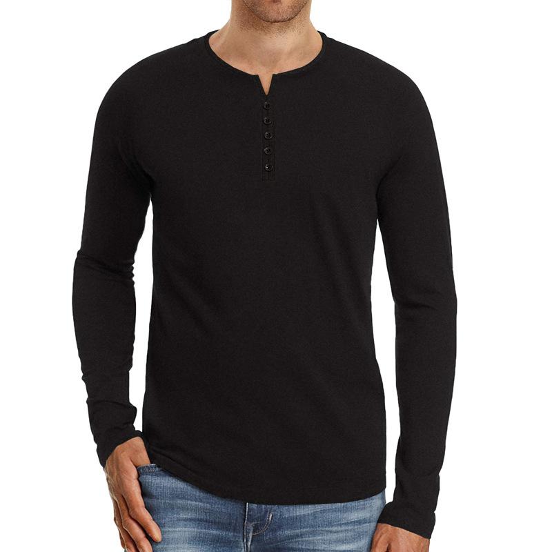 Mens Casual Round Neck Long Sleeve Henley T-Shirt 56786734M