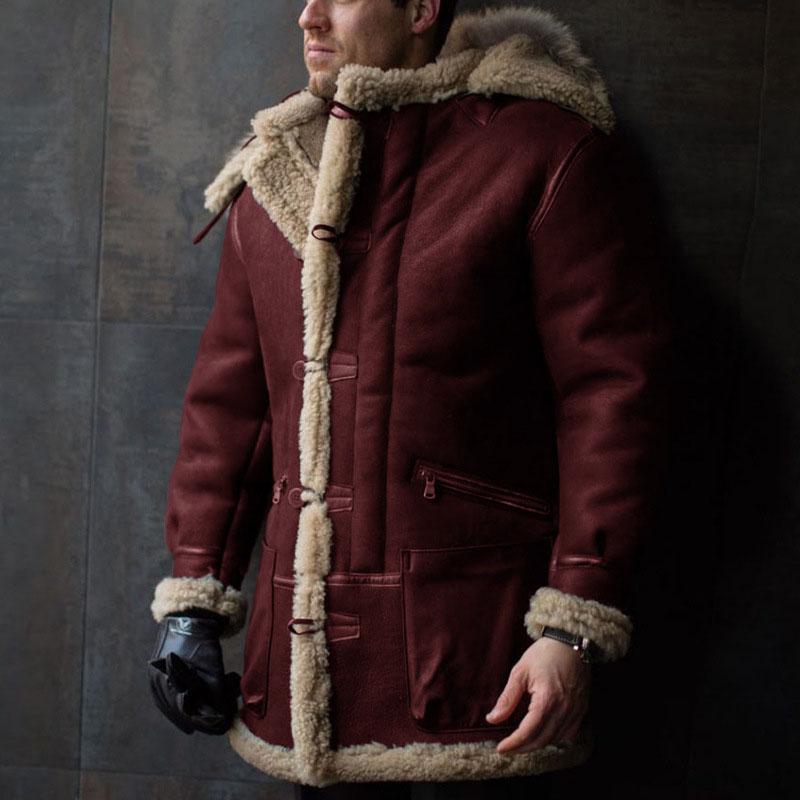Mens Vintage Thickened Fur Leather Coat 69436272M