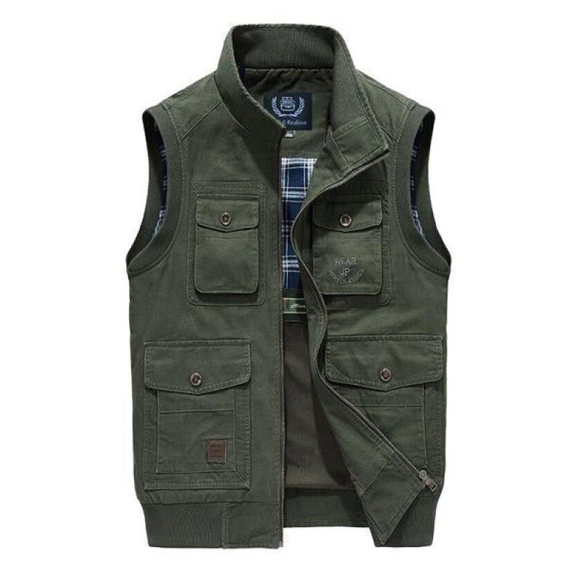 Mens Multi Pocket Stand Collar Vest 08652782X