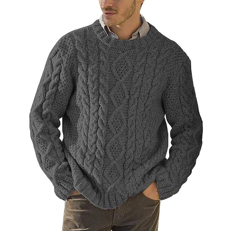 Mens Round Neck Long Sleeve Pullover Sweater 64925544M