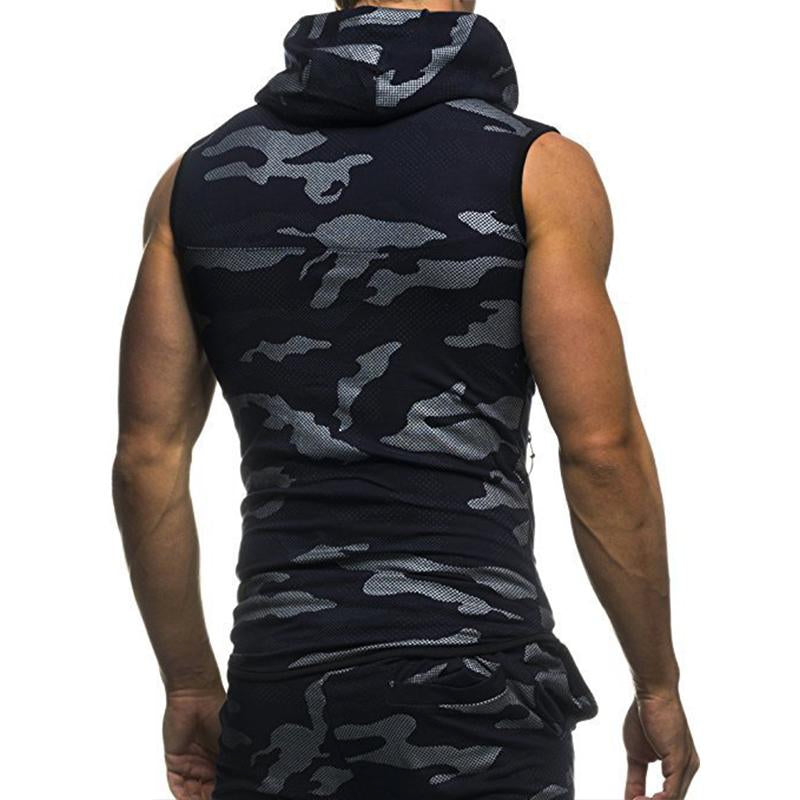 Mens Casual Camouflage Slim Hooded Tank Top 45288828M