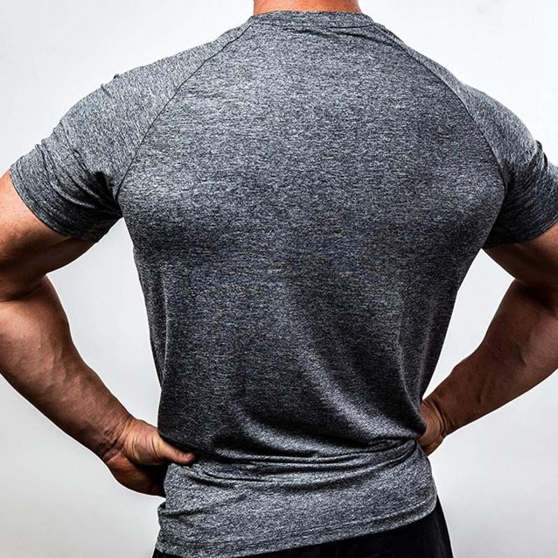 Mens Solid Color Quick-drying Breathable Training High-elasticity T-shirt 52586914X