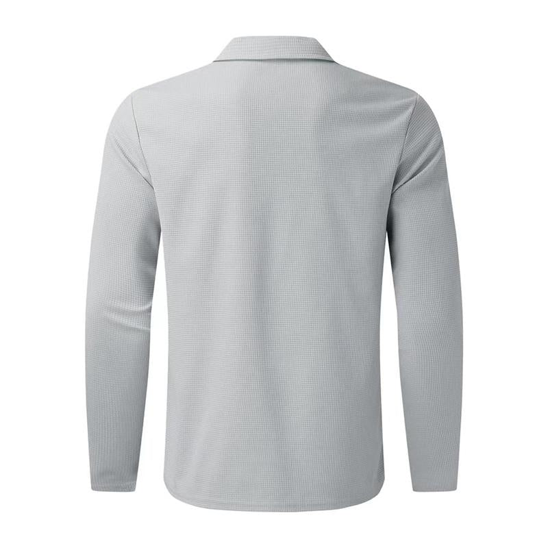 Mens Casual Lapel Long-Sleeved Polo Shirt And Trousers Two-Piece Set 09461761M