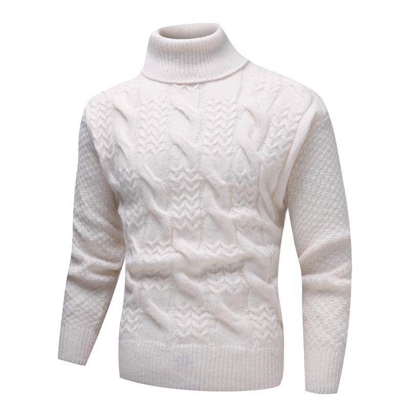 Mens Turtleneck Jacquard Long Sleeve Knitted Sweater 24165461M