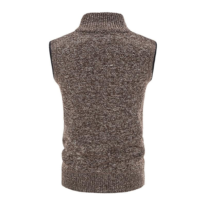 Mens Casual Stand Collar Zipper Knitted Vest 07947834M