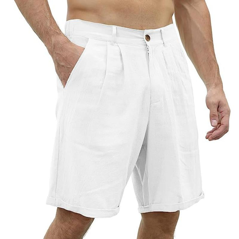 Mens Casual Simple Solid Color Beach Shorts 89130954Y