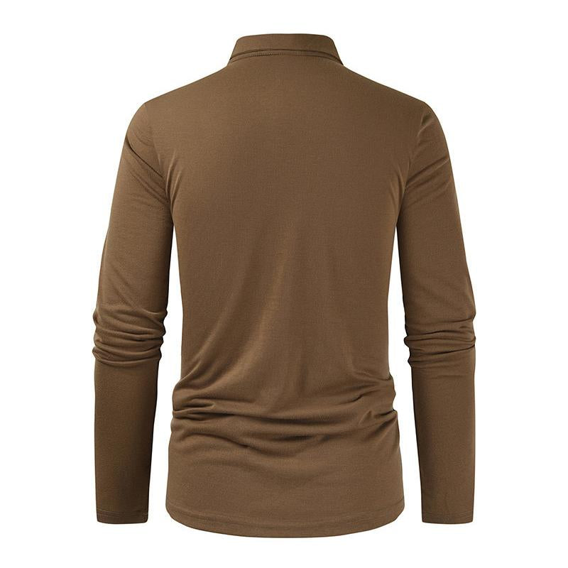 Mens Casual Solid Color Patchwork Loose Lapel Polo Shirt 73098346M