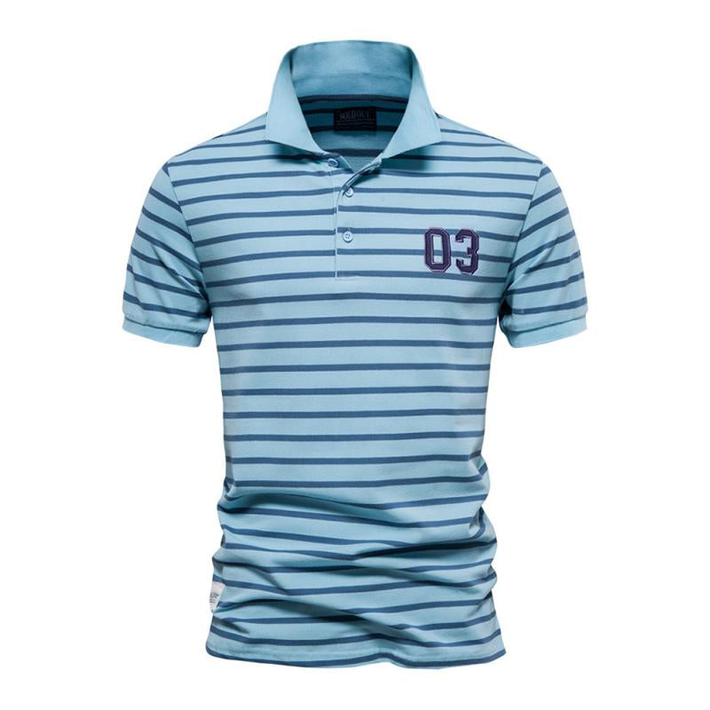 Mens Casual Striped Short Sleeve Polo Shirt 86353844M
