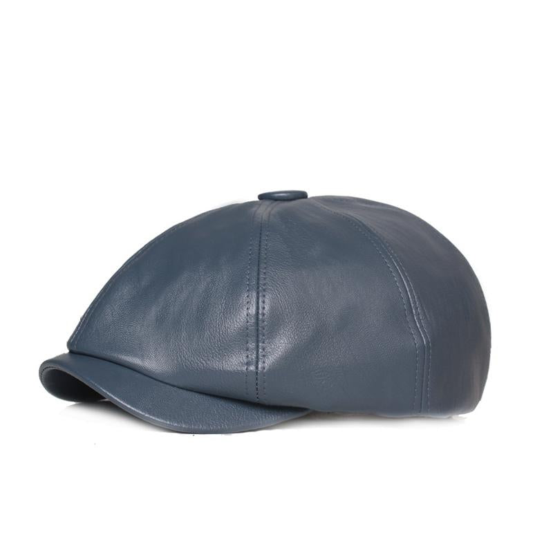 Mens Retro Solid Color PU Beret 81139955X