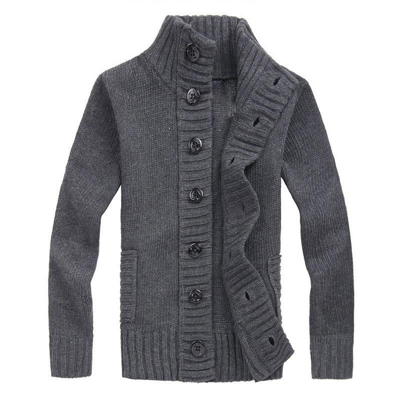 Mens Pirate Button Stand Collar Thick Knit Jacket 64218803X