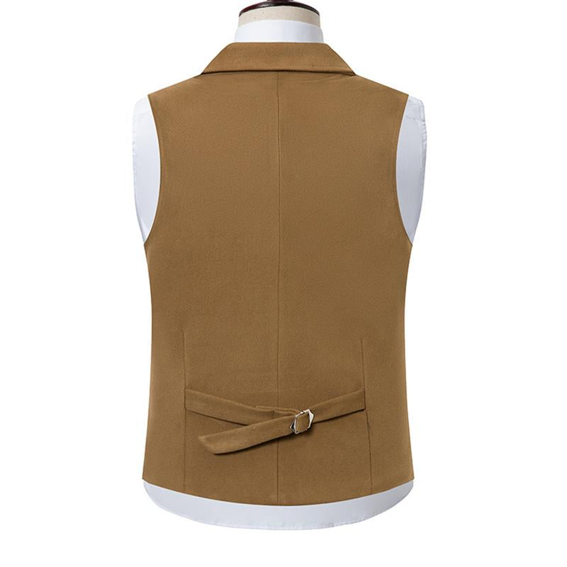 Mens Casual V-Neck Single-Breasted Patch Pocket Vest 53325062M