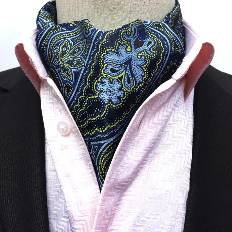 Mens Vintage Paisley Jacquard Suit Shirt Collar Scarf 56954792M