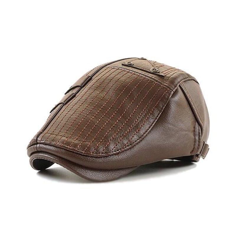VINTAGE PANELLED LEATHER HAT 36145485X