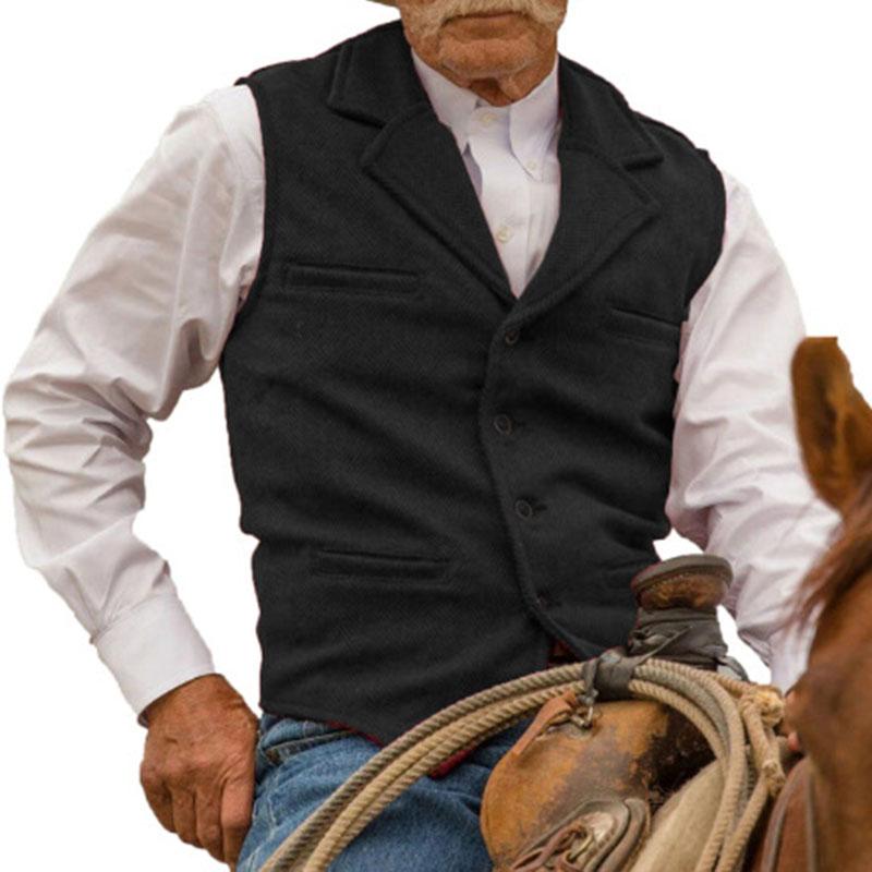Mens Vintage Slim Herringbone Suit Vest 18604370M
