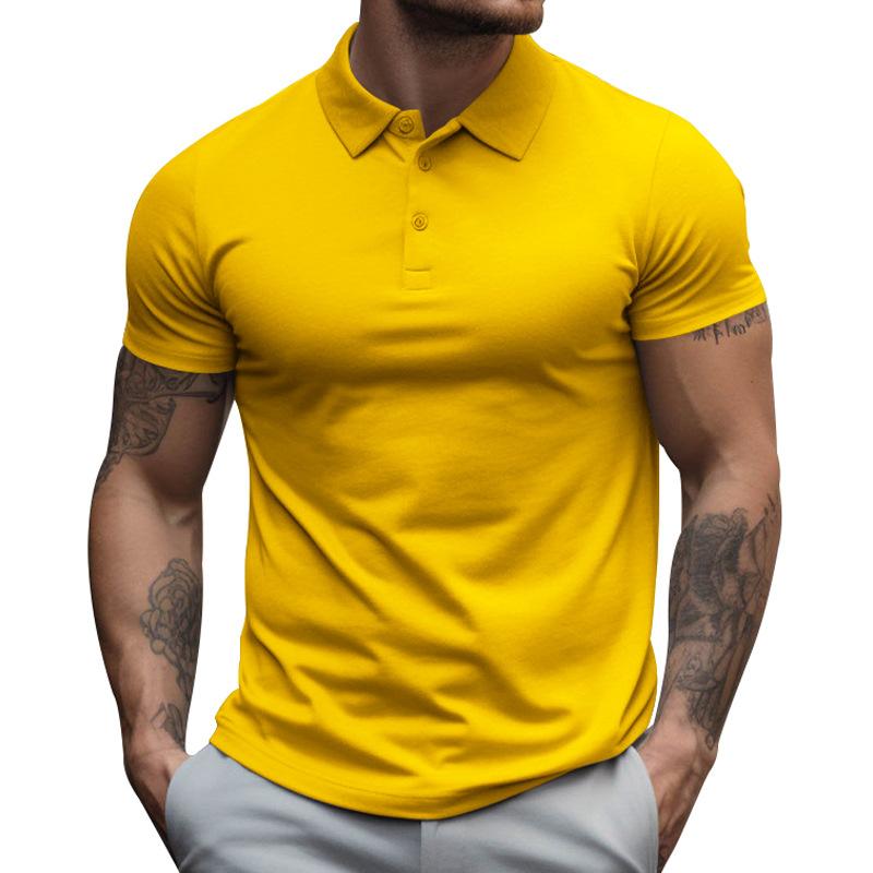 Mens Solid Slim Lapel Short Sleeve Casual Polo Shirt 22236281Z