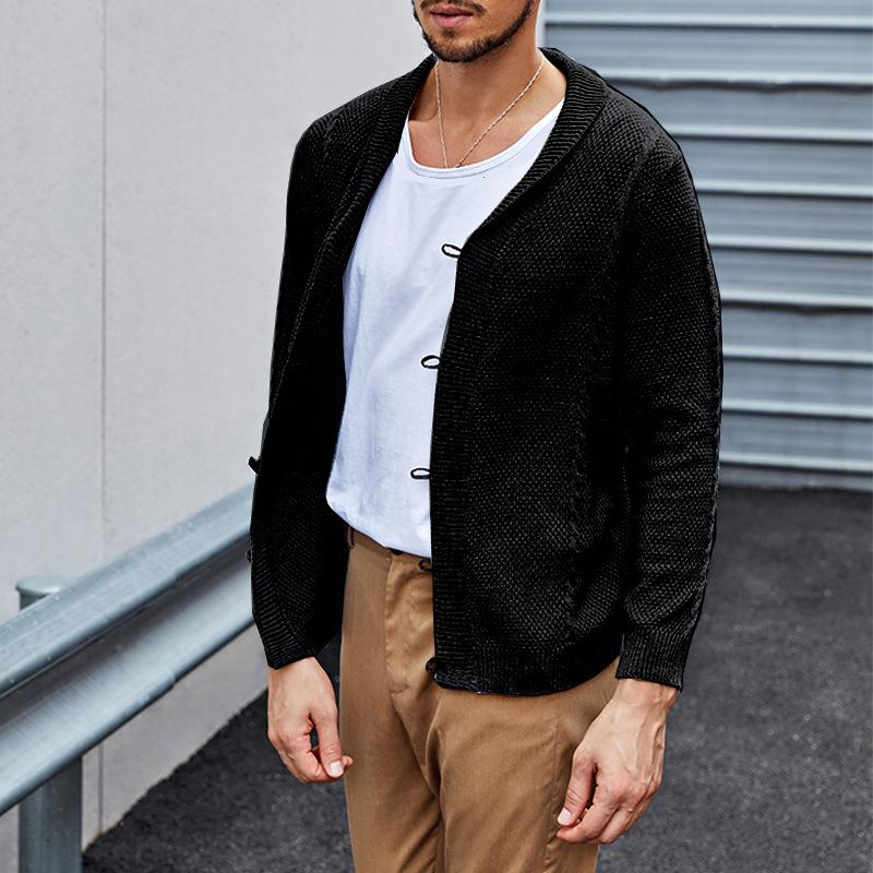 Mens V Neck Slim Solid Knit Cardigan 46049256Z