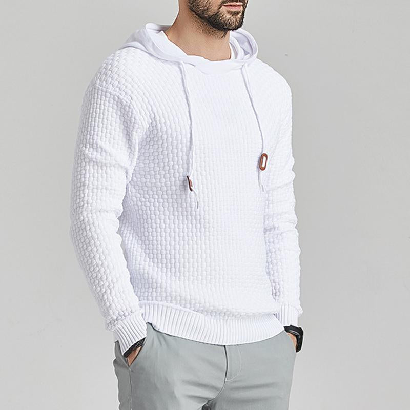 Mens Casual Solid Color Knitted Long Sleeve Hoodie 85263275M
