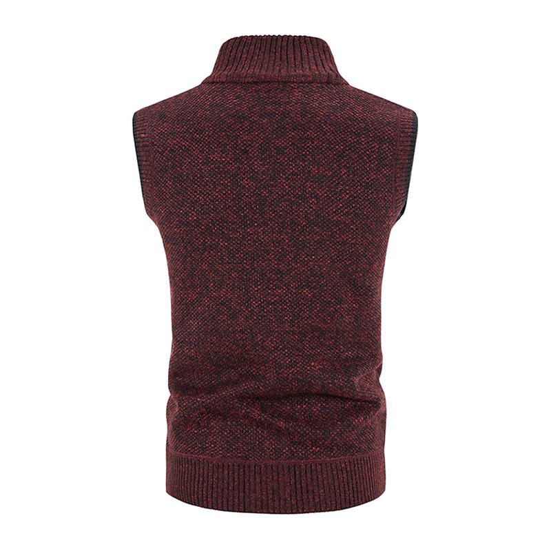 Mens Casual Stand Collar Zipper Knitted Vest 07947834M
