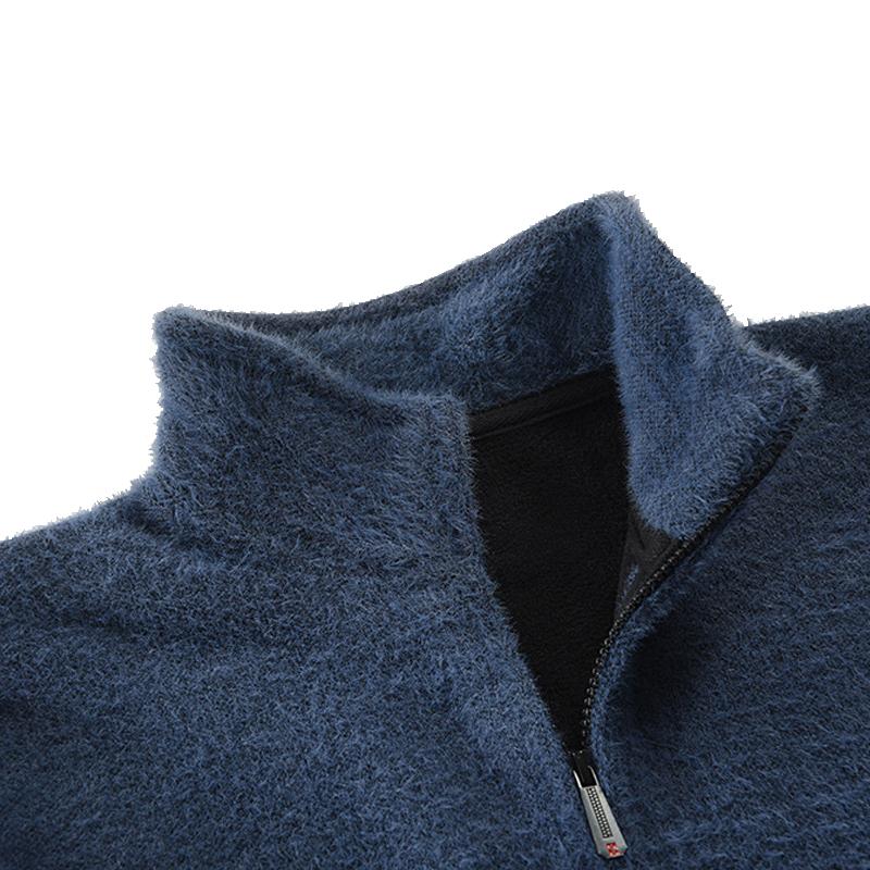 Mens Stand Collar Solid Color Cardigan Sweater Jacket 78804348X
