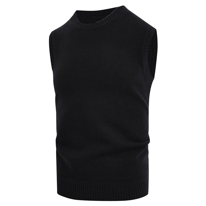 Mens Casual Solid Color Sleeveless Knitted Vest 90185489Y