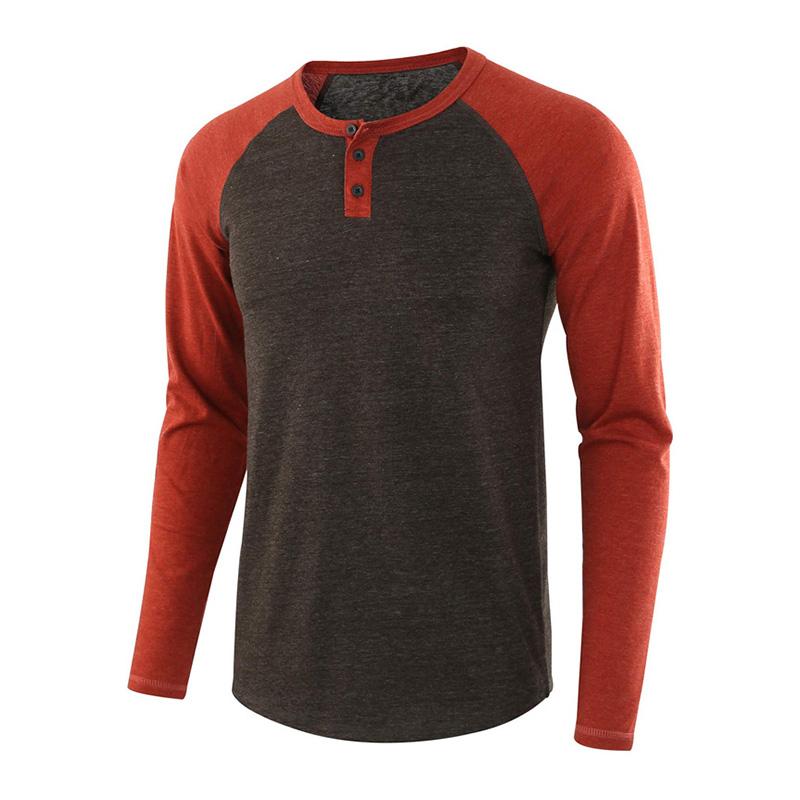 Mens Casual Colorblock Loose Henley T-Shirt 42204991M