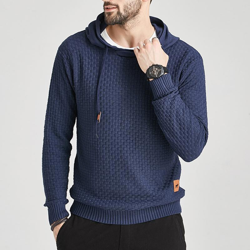 Mens Casual Solid Color Knitted Long Sleeve Hoodie 85263275M