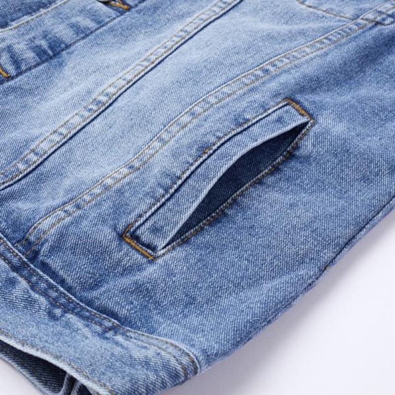 Mens Retro Lapel Denim Vest 41696369X