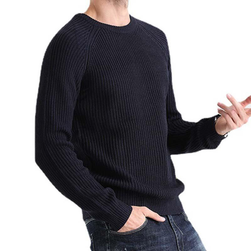 Mens Casual Round Neck Long Sleeve Knitted Pullover Sweater 32927096M