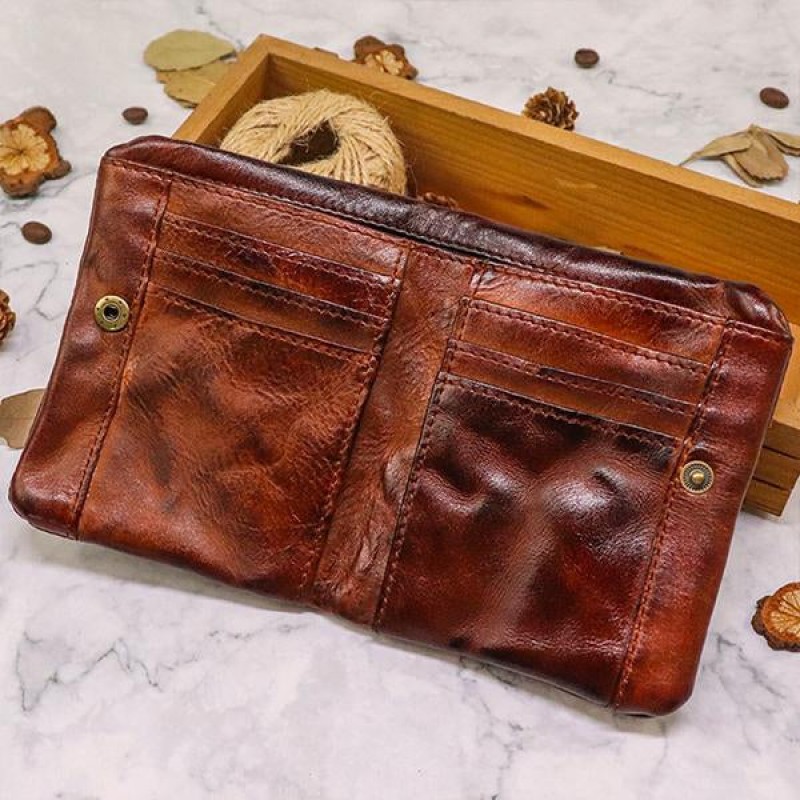 VINTAGE HANDMADE COWHIDE WALLET 88058245M