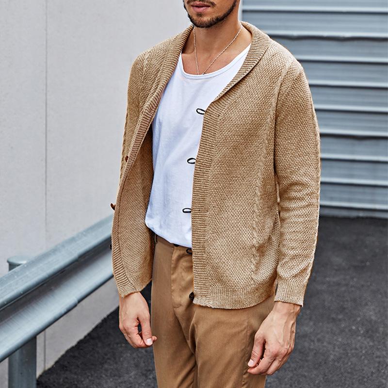 Mens V Neck Slim Solid Knit Cardigan 46049256Z