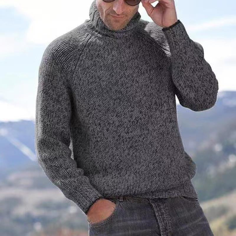 Mens Turtleneck Pullover Solid Color Sweater 10272892X