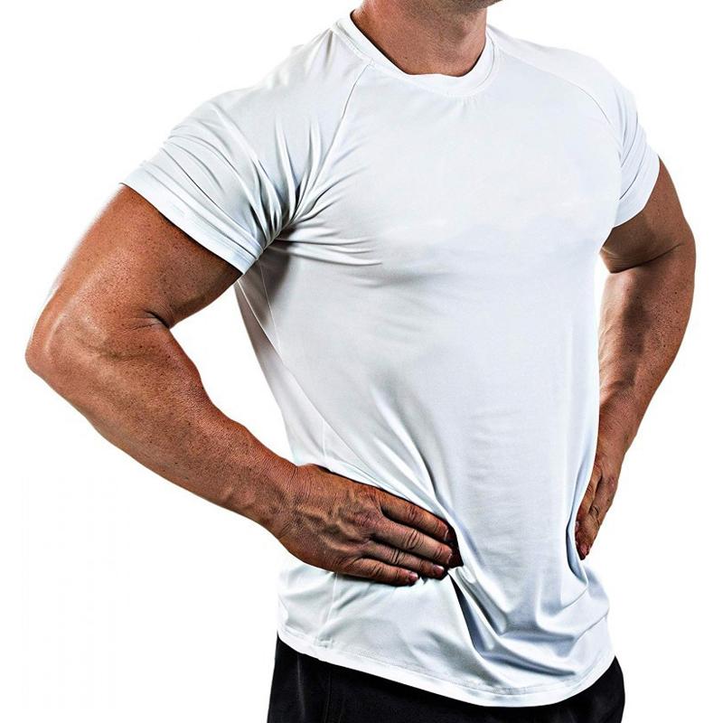 Mens Solid Color Quick-drying Breathable Training High-elasticity T-shirt 52586914X