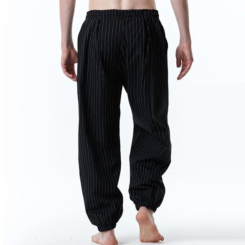 Mens Casual Striped Cotton Linen Harem Pants 15392211Y