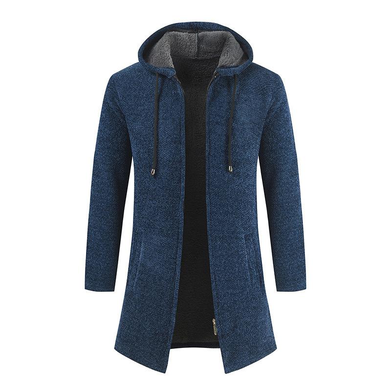 Mens Mid-length Hooded Knitted Cardigan Jacket 91084677X