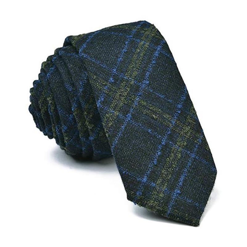 Mens Vintage Wool Blend Narrow Plaid Print Tie 65565127M