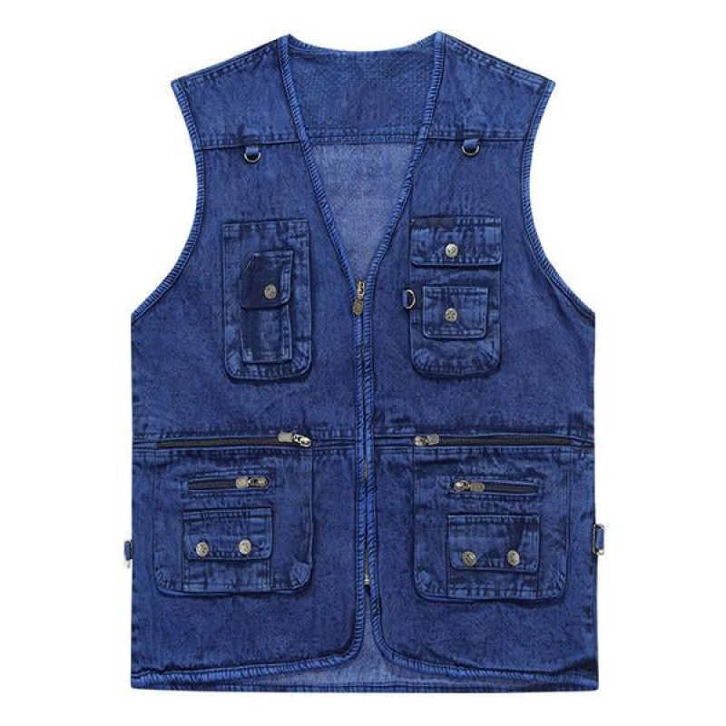Mens Casual Multi-pocket Denim Vest 57750409M