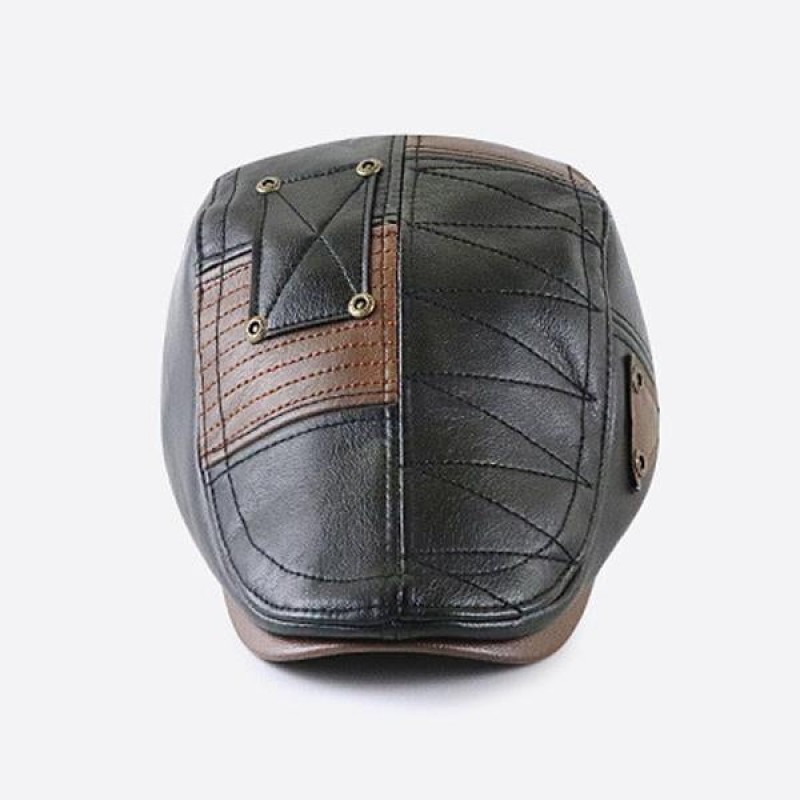 MENS PATCHWORK LEATHER HAT